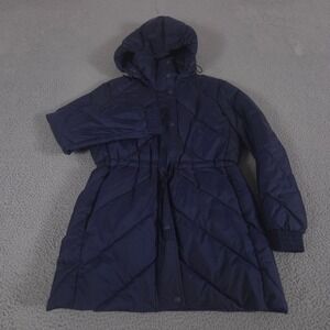 Gap Jacket Women Small ColdControl Elongated Puffer Chevron Quilt Hooded NEW